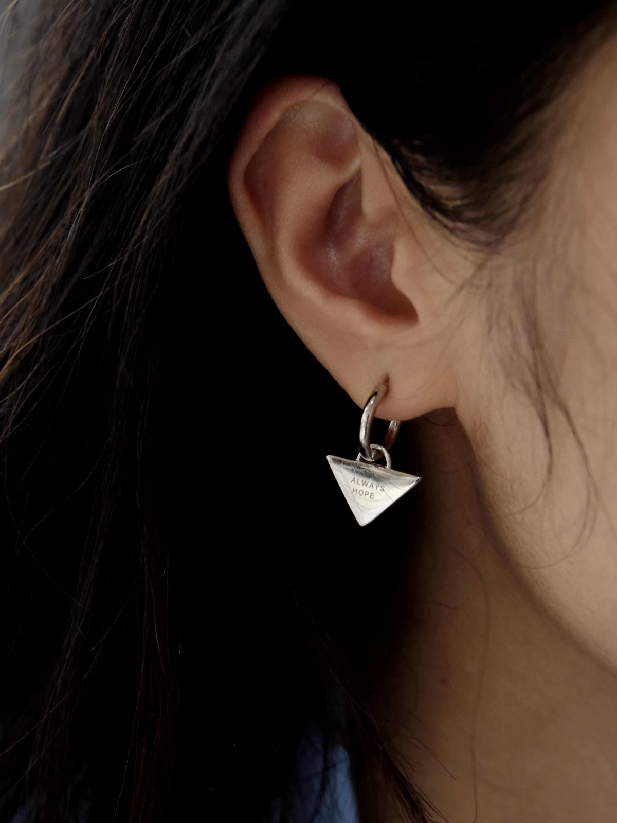 Original Design Minimalist S925 Silver Triangle Earrings – Symbol of Hope and the Trinity