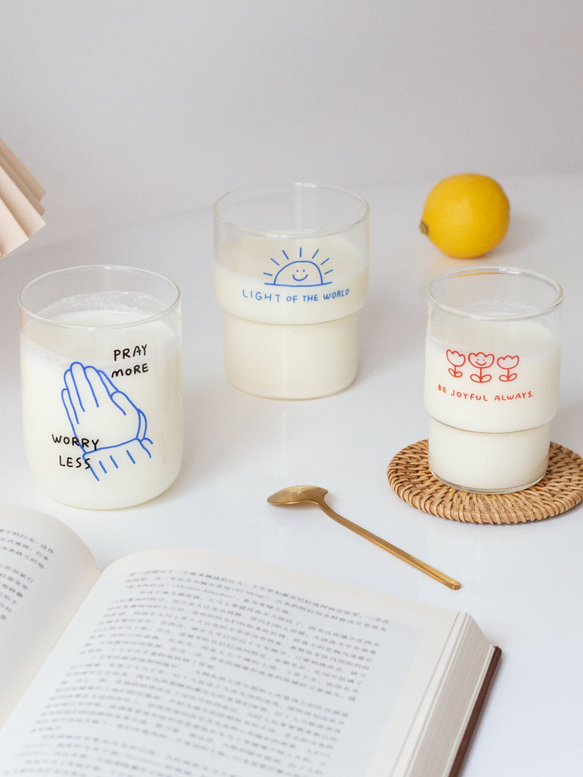 "More is Less" Creative Glass Milk Cup – Minimalist and Stylish Heat-Resistant Glass