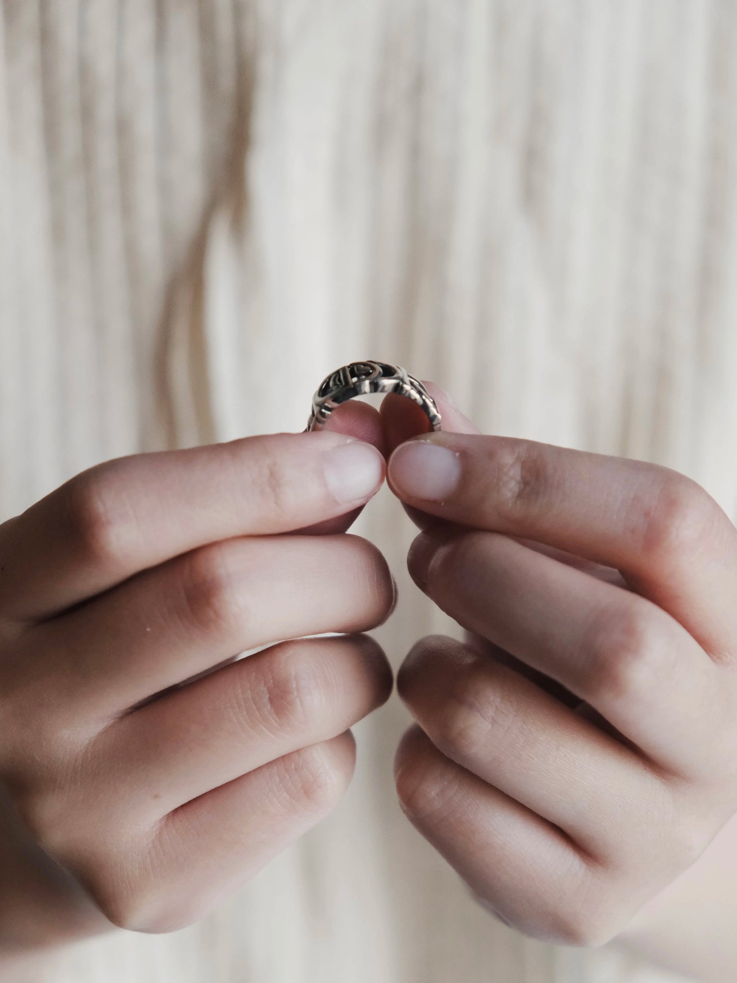 Handcrafted 925 Silver Adjustable Ring – “God is With You” Design