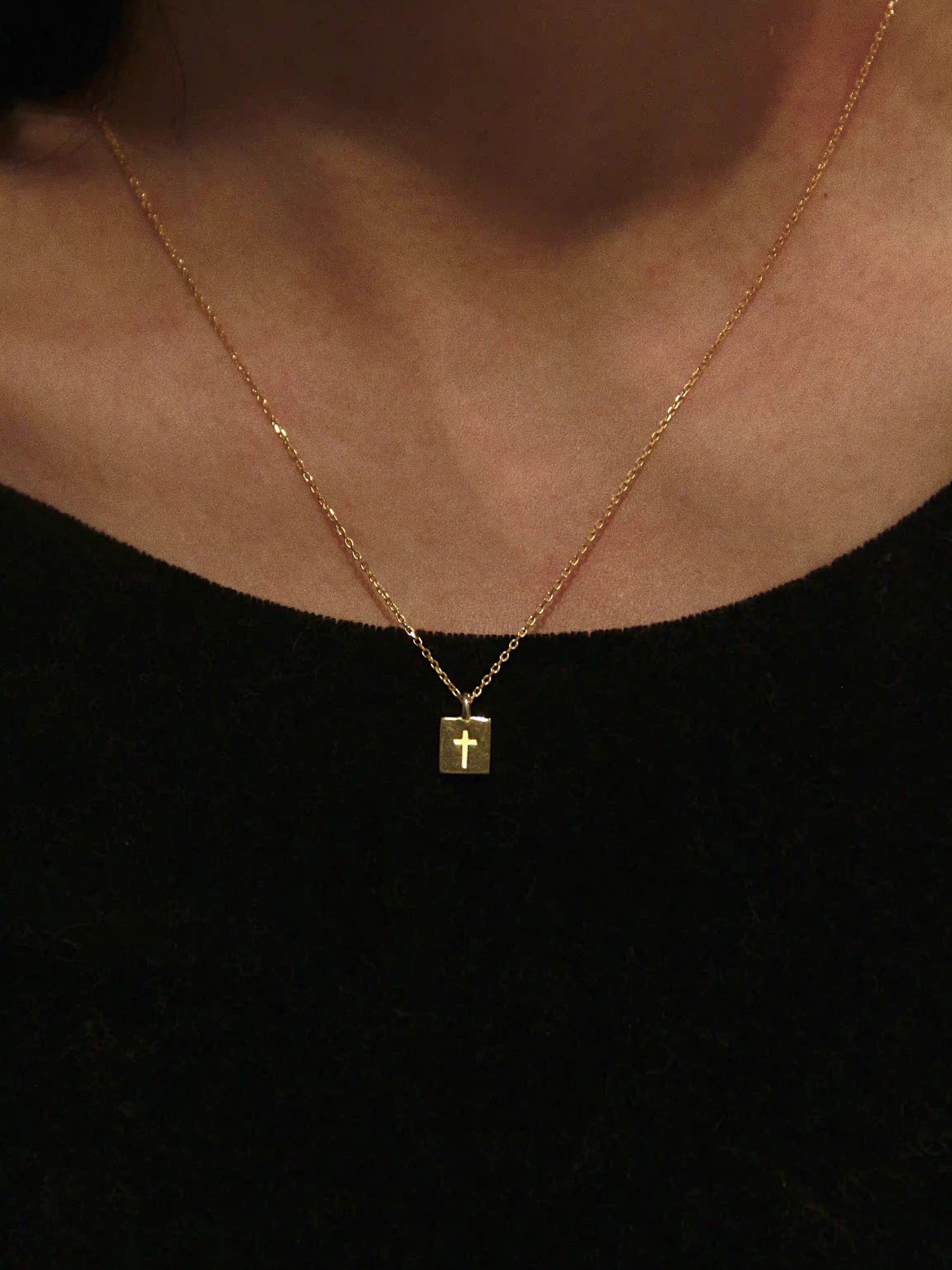 French Style Minimalist “The Truth Set Me Free” Gold-Plated Silver Cross Necklace