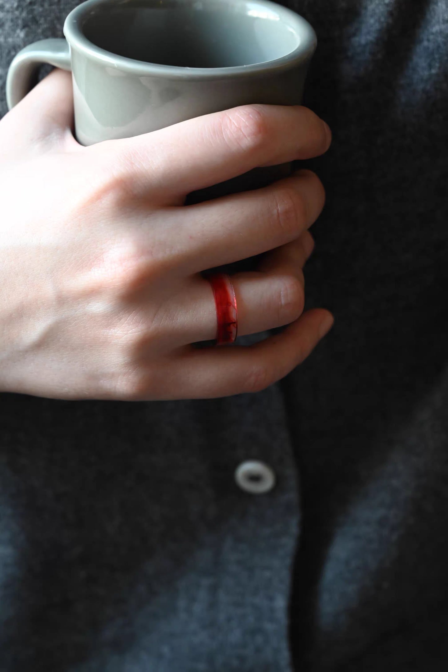 Handcrafted Resin Rings - Unique Crystal Design with Symbolic Red Accents