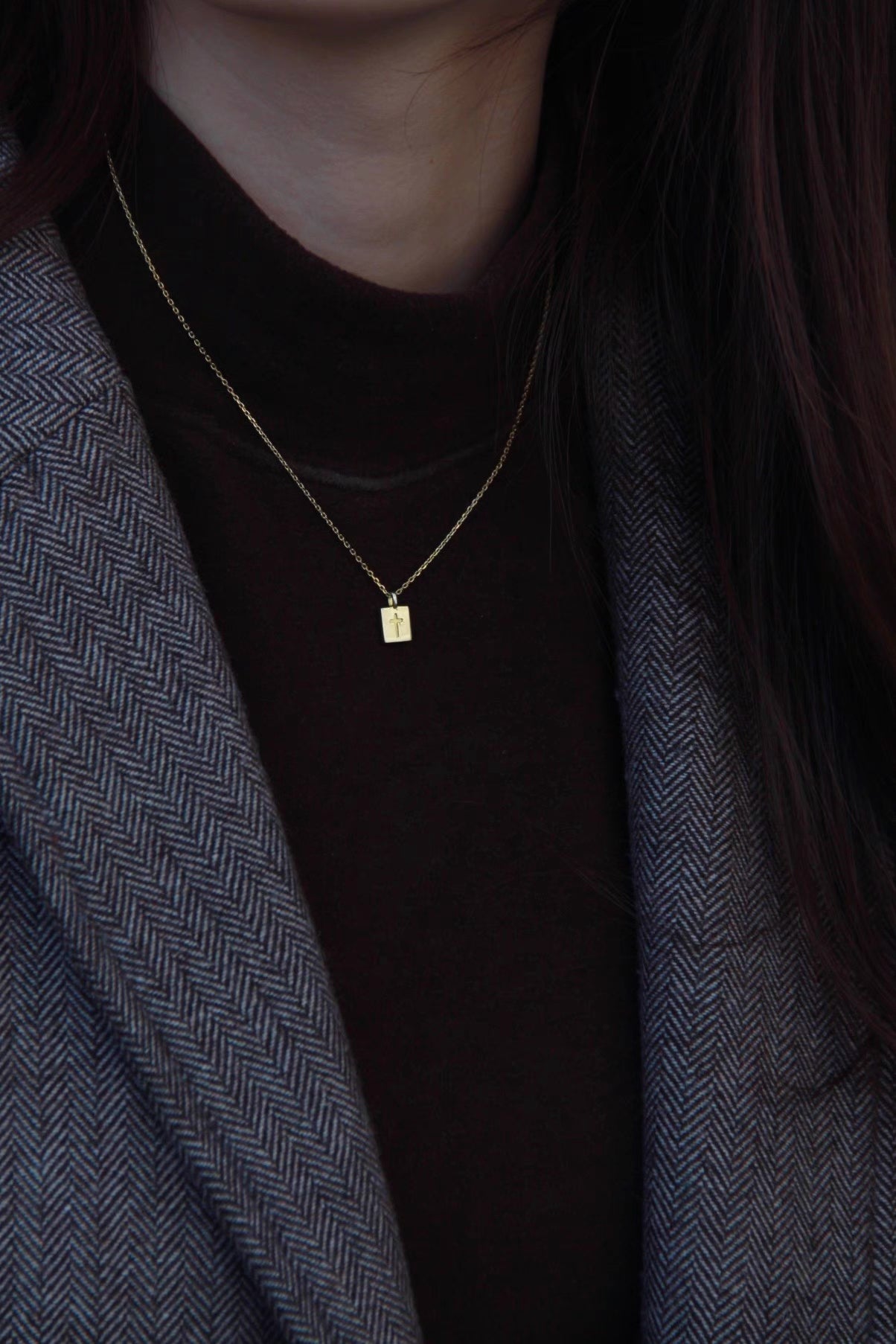 French Style Minimalist “The Truth Set Me Free” Gold-Plated Silver Cross Necklace