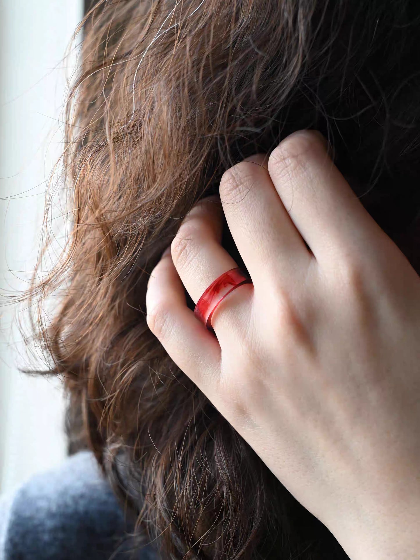 Handcrafted Resin Rings - Unique Crystal Design with Symbolic Red Accents