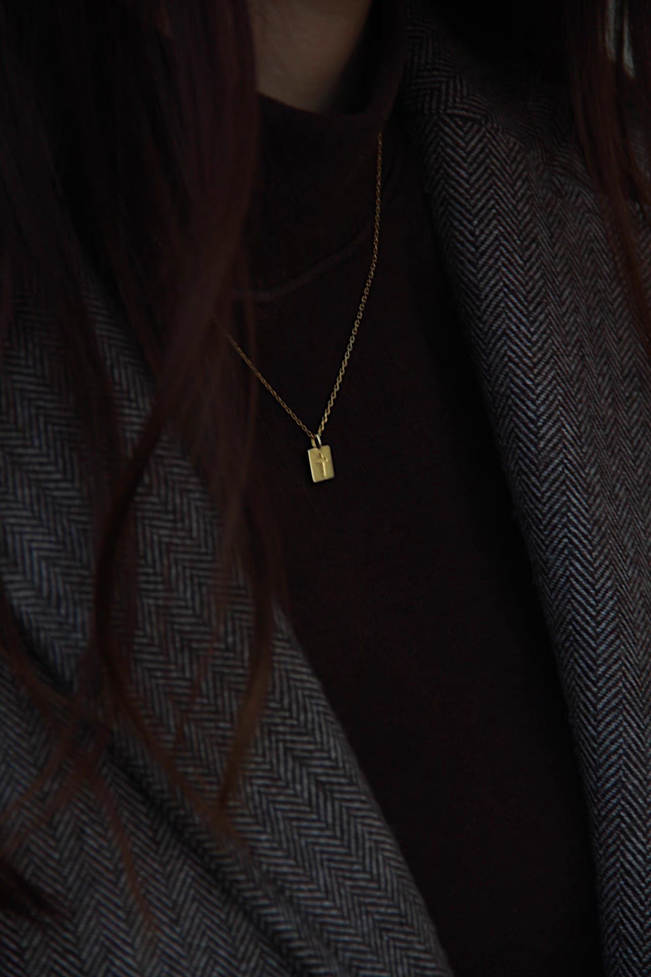 French Style Minimalist “The Truth Set Me Free” Gold-Plated Silver Cross Necklace