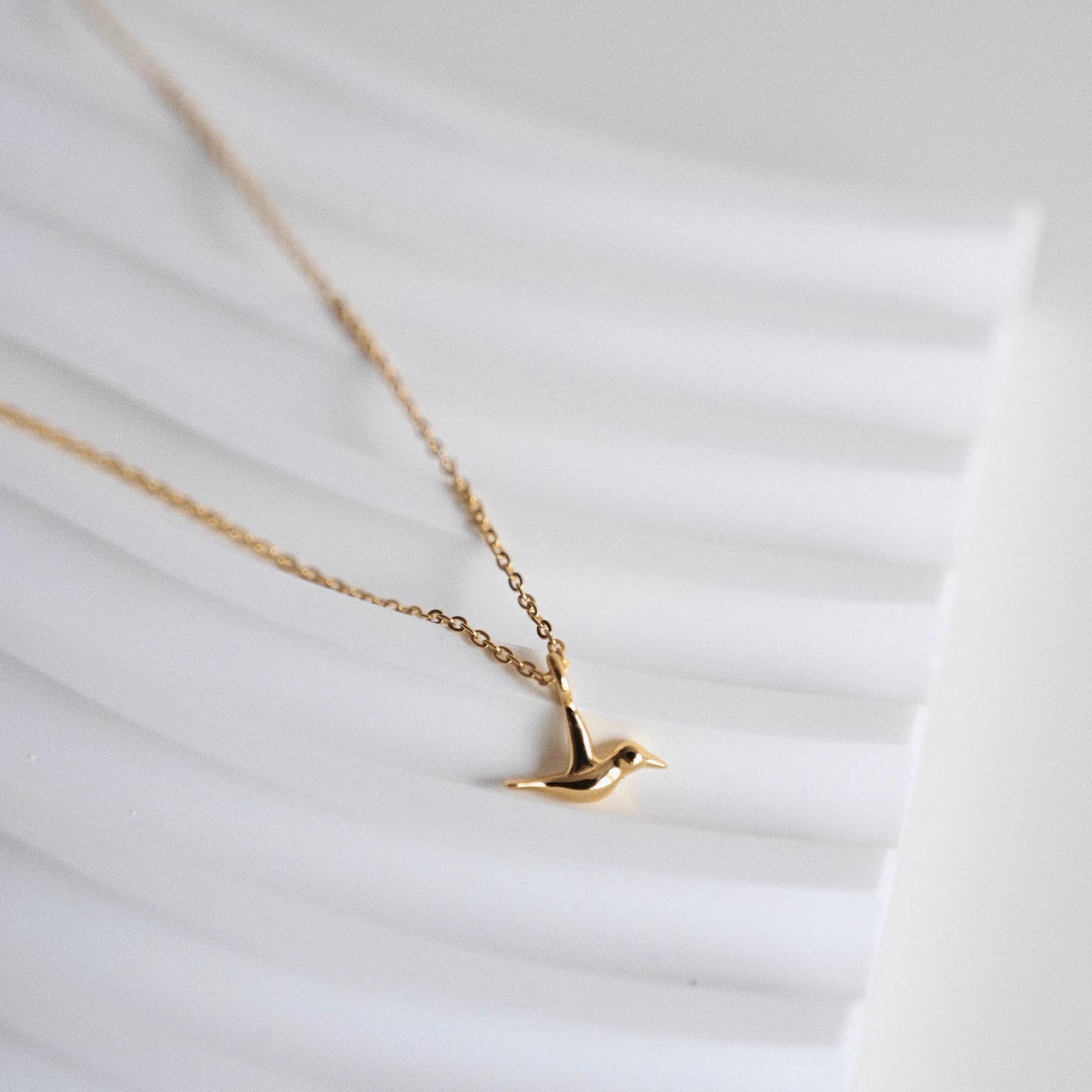 French Style 18k Gold-Plated Bird Necklace – “Oh, That I Had Wings”