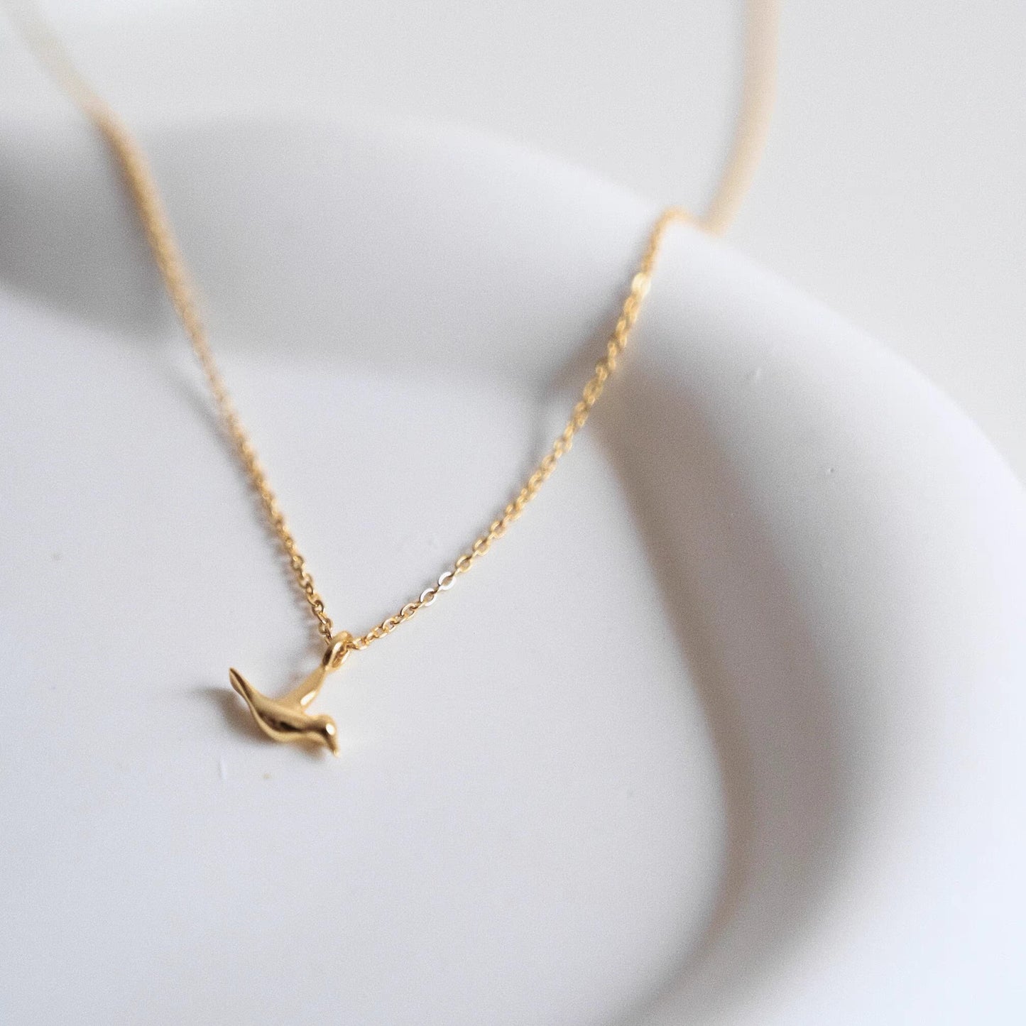 French Style 18k Gold-Plated Bird Necklace – “Oh, That I Had Wings”