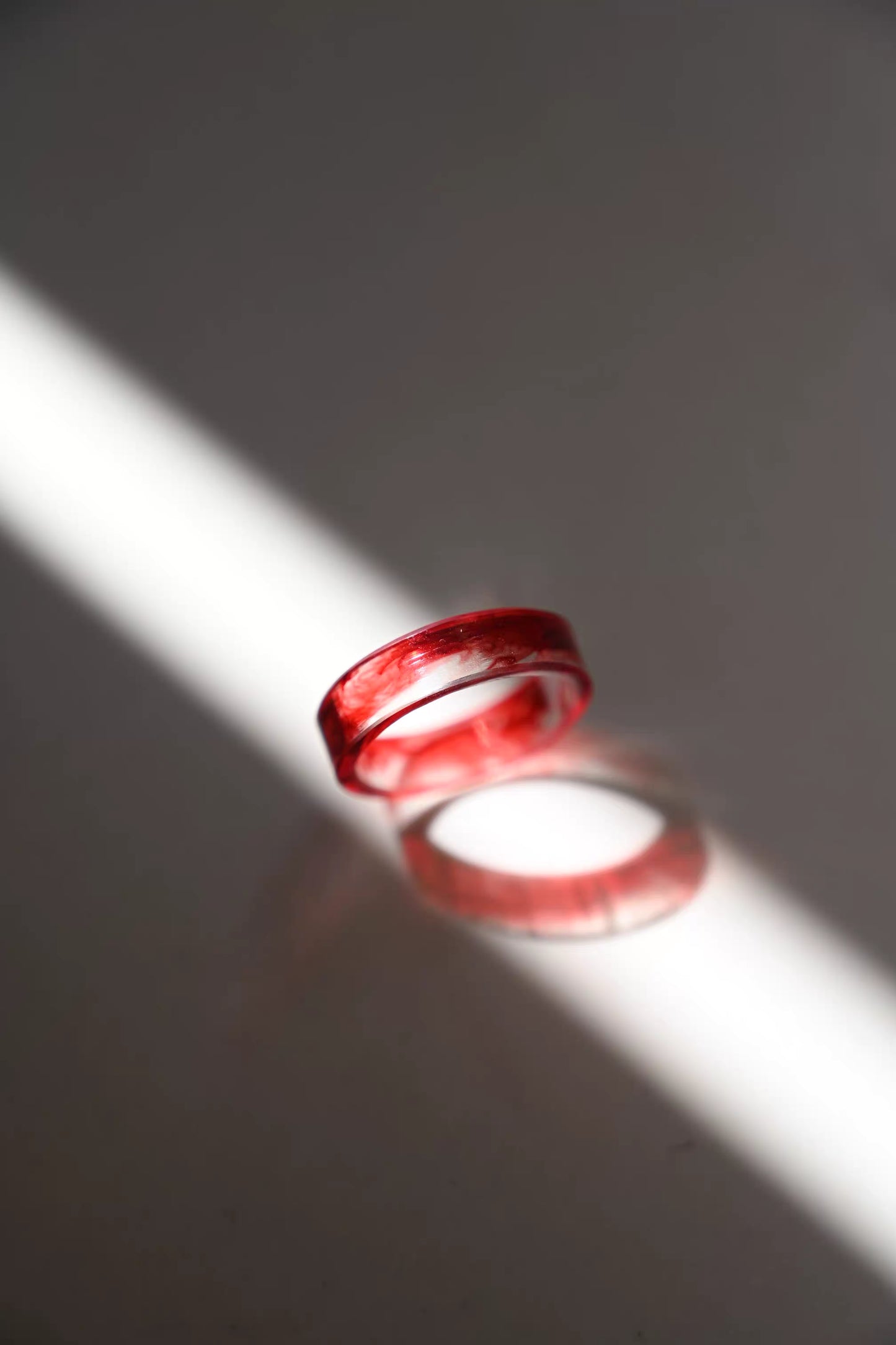 Handcrafted Resin Rings - Unique Crystal Design with Symbolic Red Accents