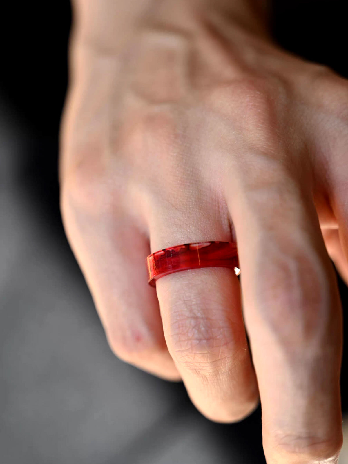 Handcrafted Resin Rings - Unique Crystal Design with Symbolic Red Accents