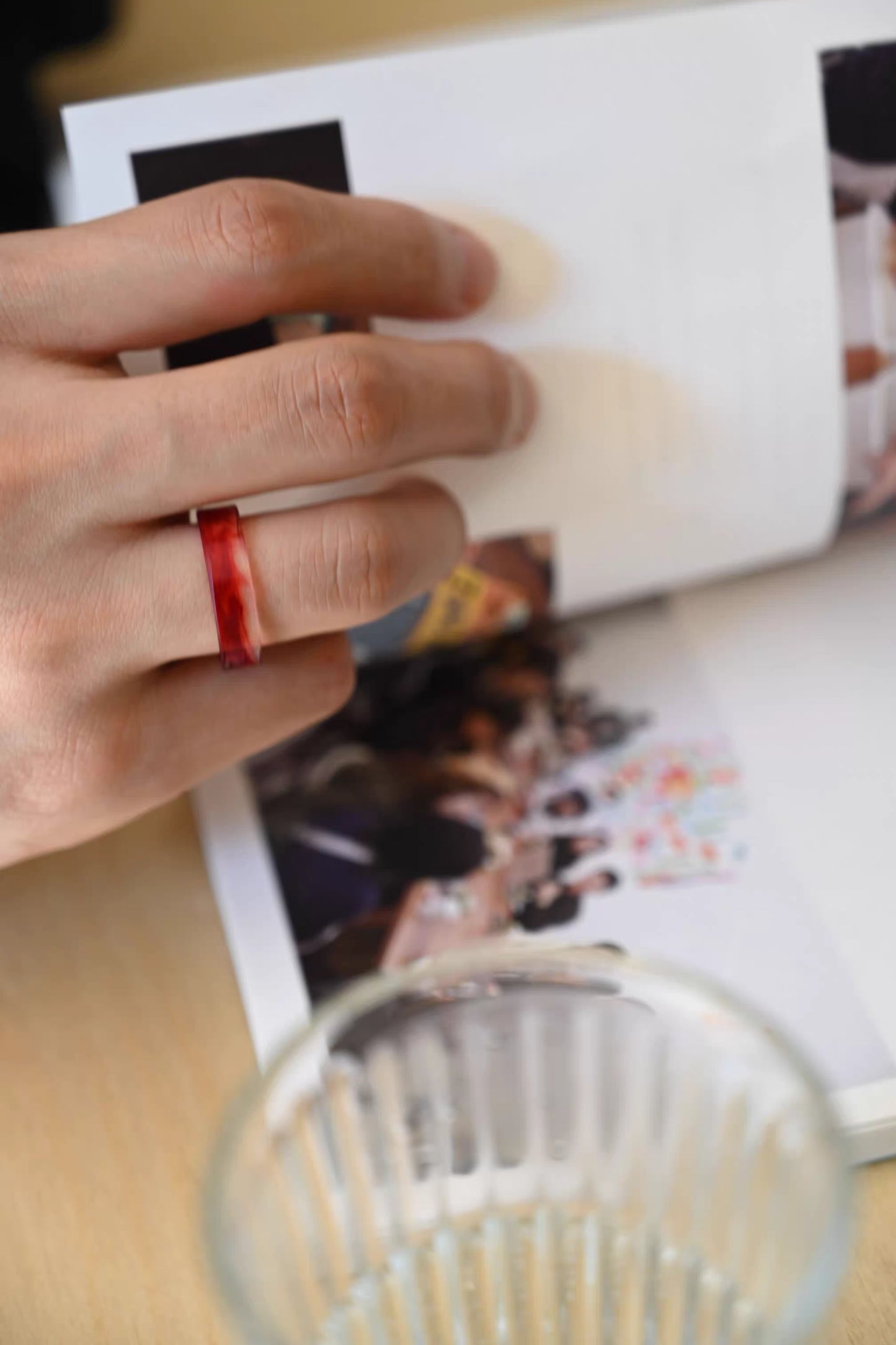 Handcrafted Resin Rings - Unique Crystal Design with Symbolic Red Accents