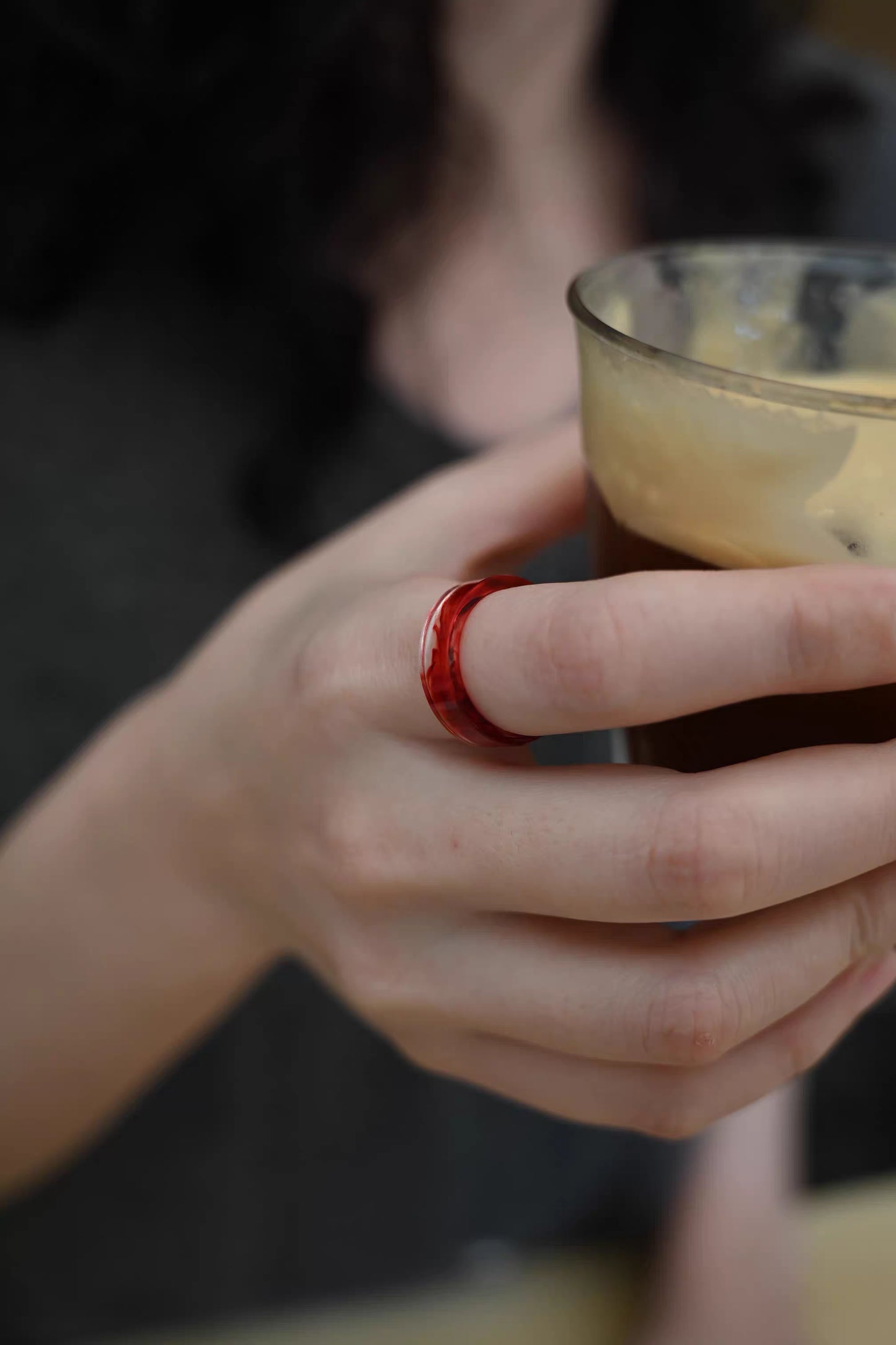 Handcrafted Resin Rings - Unique Crystal Design with Symbolic Red Accents