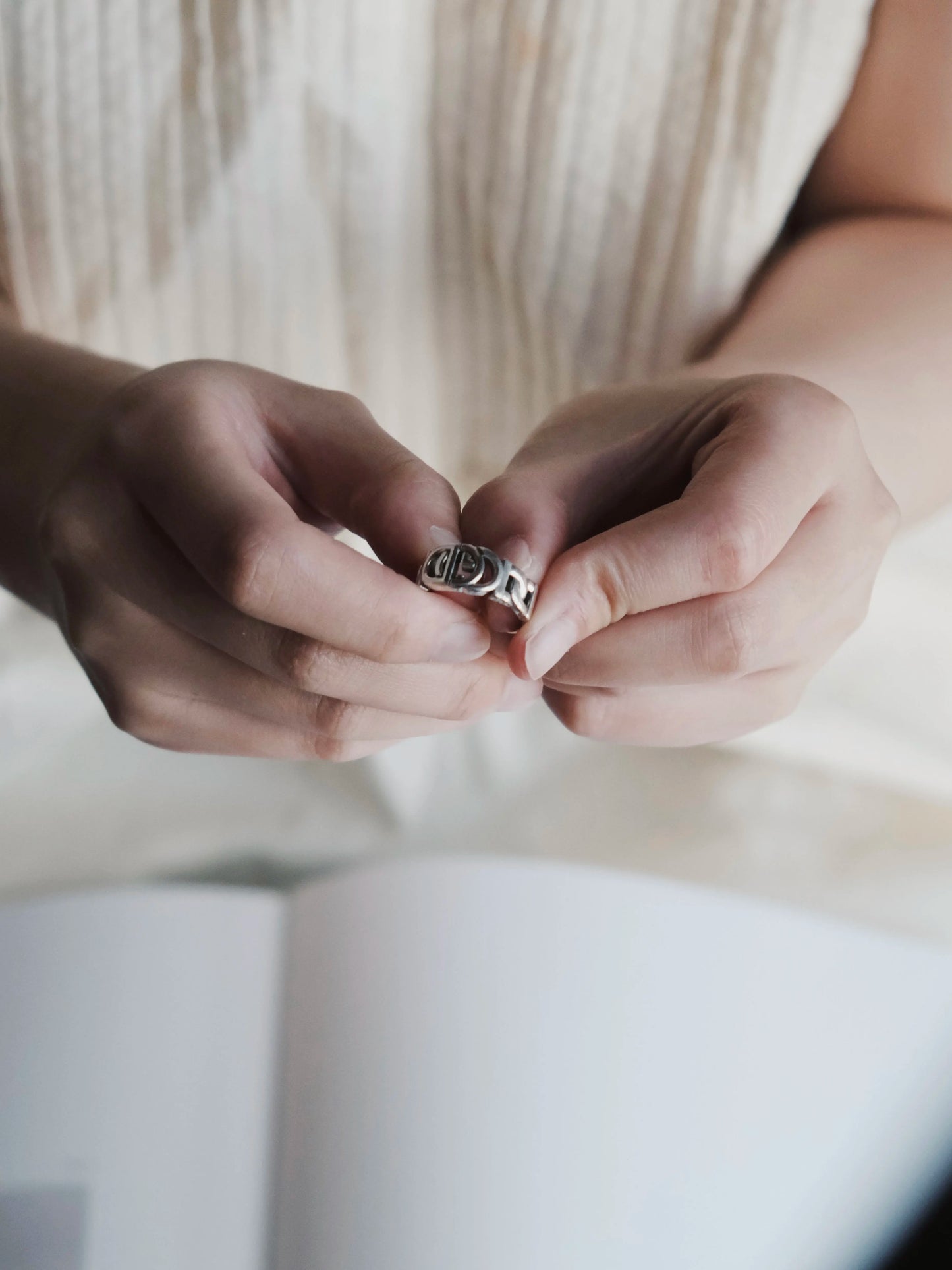 Handcrafted 925 Silver Adjustable Ring – “God is With You” Design