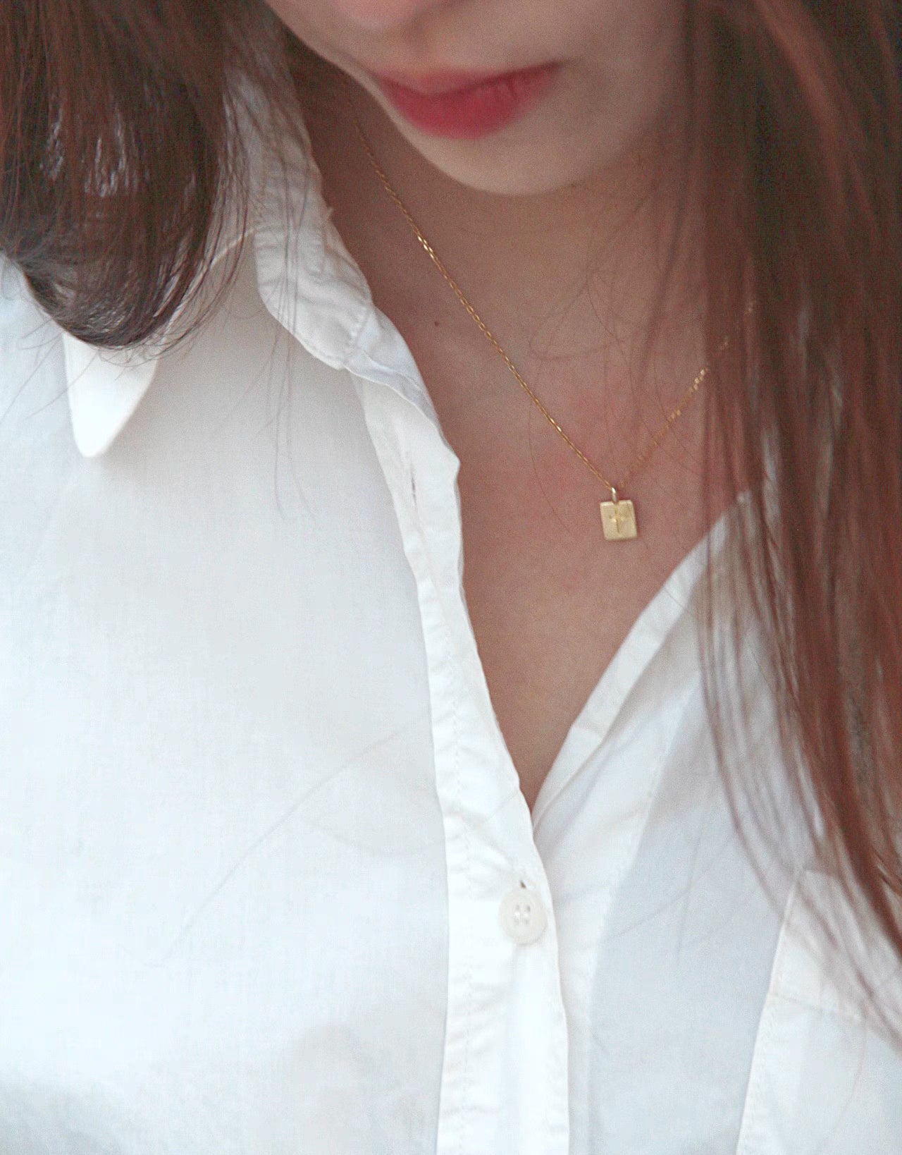 French Style Minimalist “The Truth Set Me Free” Gold-Plated Silver Cross Necklace