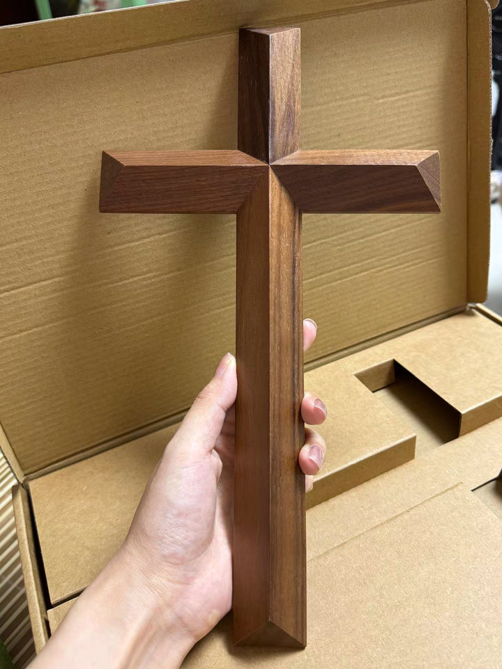 Handcrafted Black Walnut Wall Cross – Vintage American Design