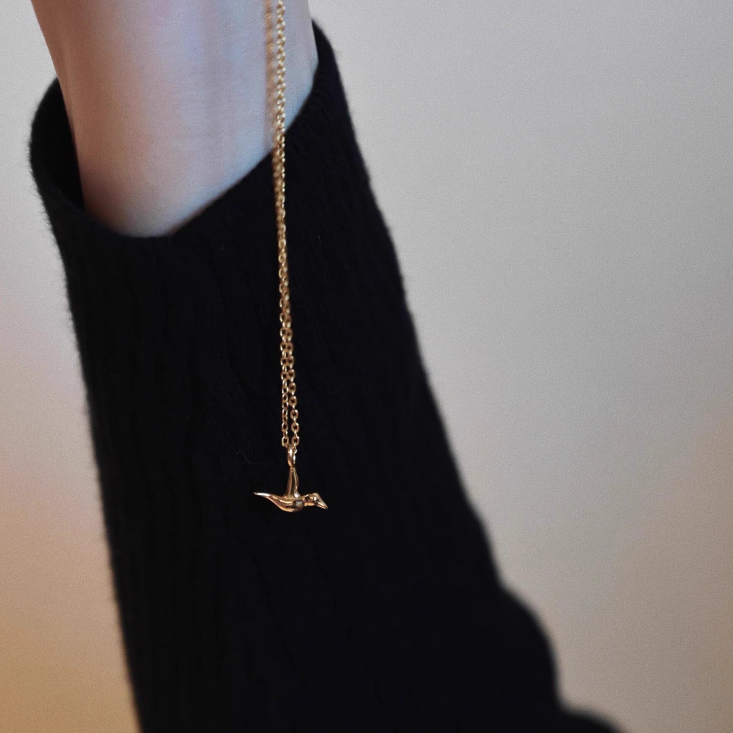 French Style 18k Gold-Plated Bird Necklace – “Oh, That I Had Wings”