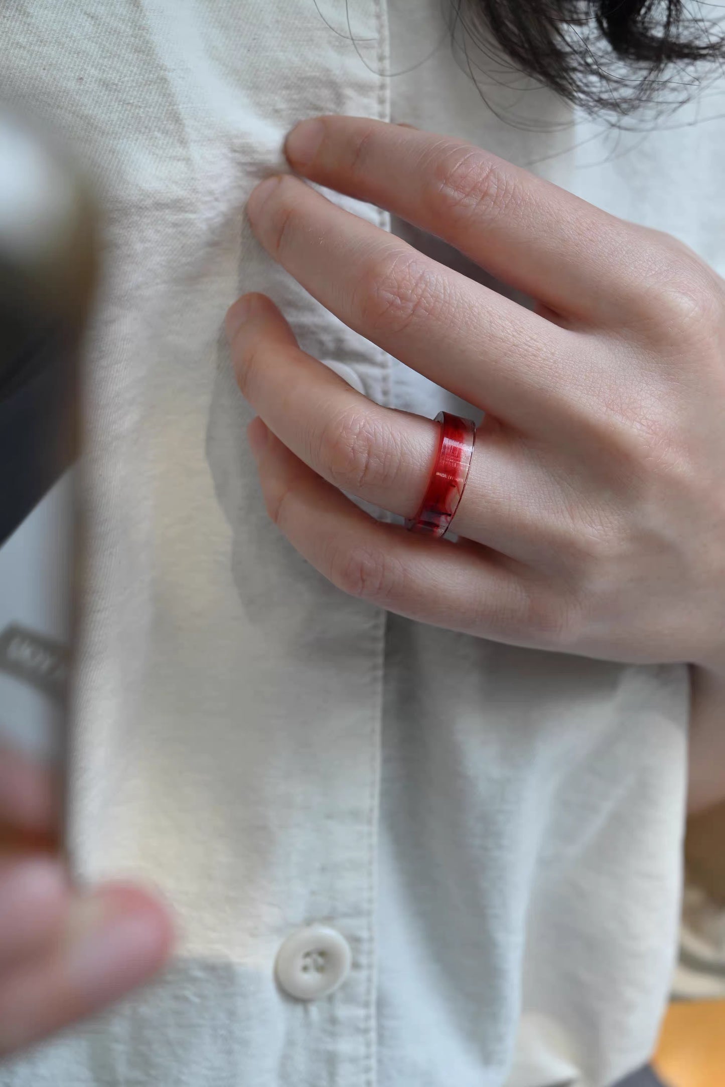 Handcrafted Resin Rings - Unique Crystal Design with Symbolic Red Accents