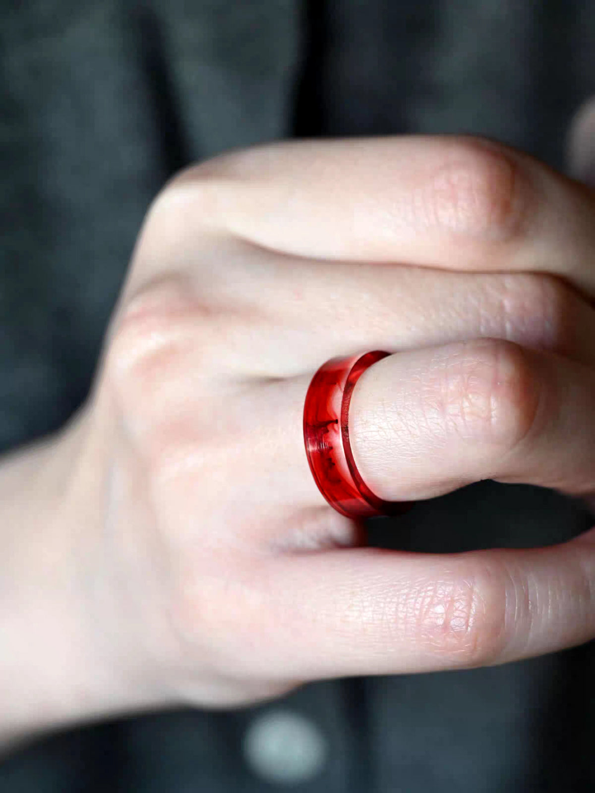 Handcrafted Resin Rings - Unique Crystal Design with Symbolic Red Accents